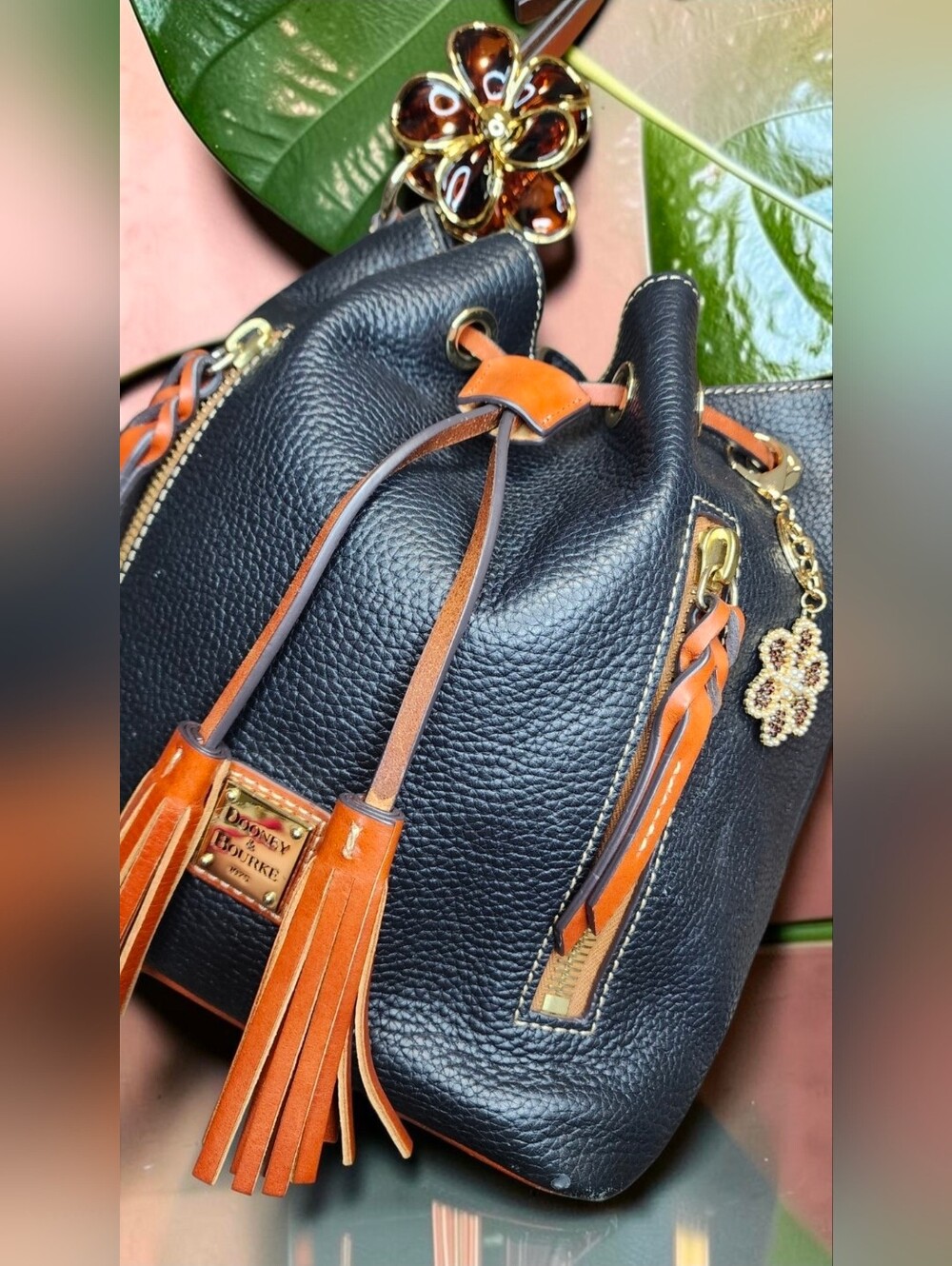 Dooney & Bourke Pebble Leather Cooper Drawstring Bag - Picture 2 of 15